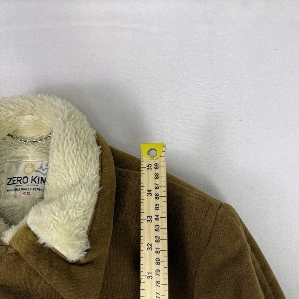 Vintage 60s Zero King Sherpa Lined Corduroy Car Coat Mens 40 Brown Made in USA - Picture 5 of 11